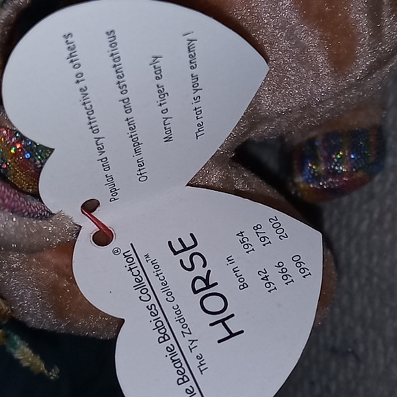 NWT "HORSE", the Cute Little TY Beanie Baby with Colorful Mane & Sparkly Hooves - Picture 6 of 7